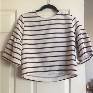 Fashion Union Bell Sleeve Striped Top